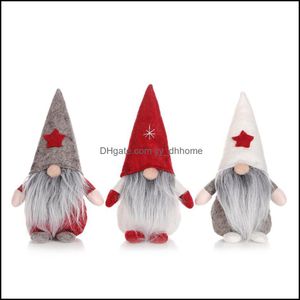Juldekorationer Festliga partiförsörjning Hem Trädgård Merry Star Hat Svenska Santa Gnome Plush Dolls Table Ornaments Handgjorda Elf Stuff
