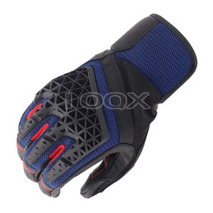 Nya Black / Blue Sands 4 Mäns Motorcykelnät Ridning Textilhandskar Äkta Läder Motorbike Racing Kort MX Glove Alla Storlekar H1022