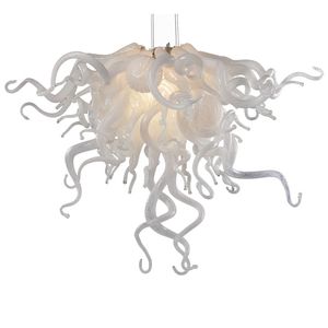 Classic BLOWS Glass Chandelier Hängsmycke Lampor LED Lighting Fixture Vitfärgade ljus för sovrum Hotel Lobby Decor 20 med 16 tum