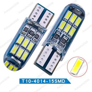 50Pcs/Lot Silicone T10 W5W 4014 15SMD LED Canbus Error Free Car Bulb 168 194 2825 Clearance Lamp Map Bulbs License Plate Light 12V