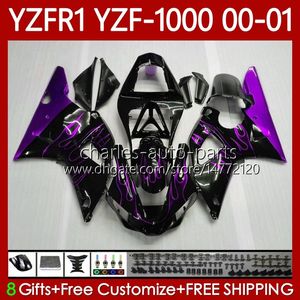 YAMAHA YZF-R1 YZF1000 YZF R1 1000 CC YZFR1 Mor Alevler 00 01 02 03 Karoser 83NO.96 YZF R1 1000CC 2000 2001 2002 2003 YZF-1000 00-03 Motosiklet Vücut Seti