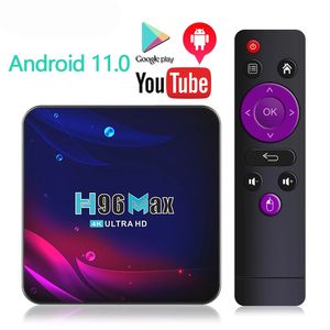 H96 Max V11 Android 11 TV Box RK3318 4G 64G Bluetooth 4.0 Google Voice 4K 2.4G 5G WiFi 스마트 세트 상단 상자