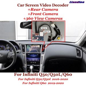 Samochód Widok z tyłu Kamery Czujniki Parkingowe Origianl Ekran wideo Aktualizacja wideo dla Infiniti Q50 / Q50L / Q60 DVR DVR Odwróć dekoder obrazu Front 360 HD Aparat