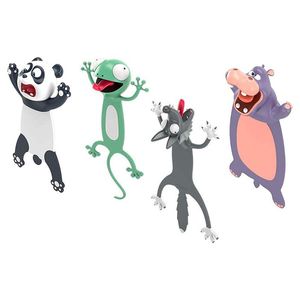 Bokmärk 4st 3D Cartoon Animal Novelty Cute Funny Wacky Book Friend for Kids Students Stationery