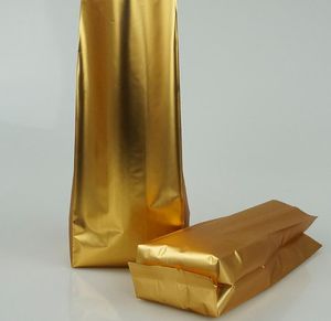 2021 100pcs / parti matte guld aluminiumfolie oragansk väska, matt gyllene aluminering pläteringsbälg fickvärme förseglad, choklad bar pack väska