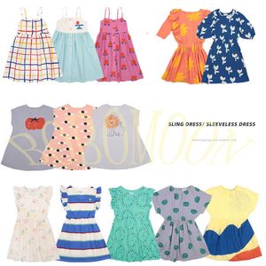 Per-Sale Ship i mitten av mars 2021 Spring Toddler Girls Dress Kids Dresses Cartoon Dress for Girls Sommarkläder Storlek 80-140cm Q0716