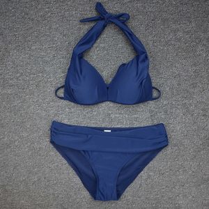 Sexig bikinis halter badkläder kvinnor bikini set två styck push up triangle baddräkt svart back slips stängning sommar bikinis s ~ xl y0820