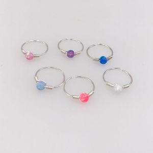 Other 20 Pcs/set Pure Opal Nose Ring Handmade Body Tunnel Jewelry Sterling Silver Twist Studs.