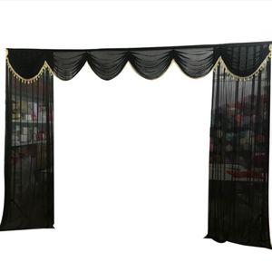 Party Decoration Black Tackdrop Swag z Tassel 6m 20ft Formalne wydarzenie Scena tło Zasłony do Kurtyny Ice Silk