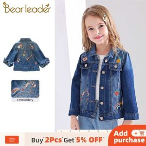 Bear Leader Girls Denim Coats Fashion Kids Embroidery Cartoon Pattern Jacket Autumn Baby Coat Children Clothes 3 8 Years 211204
