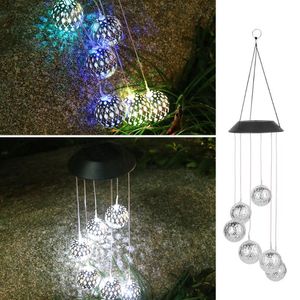 Lampy słoneczne LED Wiszące Światła Ball Spinner Do Ogrodu Wystrój Wiatrowskaz Glinu Outdoor Christmas Windbell Światło