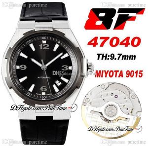 V8F no exterior 47040 ultra-fino miyota 9015 Mens automático relógio 42 Titânio Bezel Black Dial Stick Marcadores de couro Super Edição Relógios Puretime B2