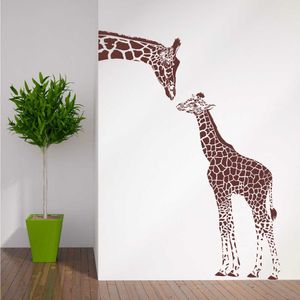 Żyrafa i dziecka żyrafa naklejka ścienna Home Decor salon Sztuka ścienna Tatuaż Winyl Wymienny Naklejka Motyw Zwierząt Tapety LA979 201201