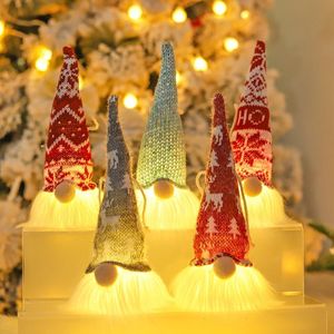 Kerstversiering verlichte gezichtloze oude man bospop Santa Claus voor thuis elf ornamenten Xmas tree dagelijkse decor