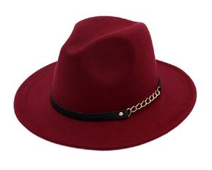 Cappelli alla moda per uomo donna Elegante cappello in feltro solido Fascia larga a tesa piatta Cappelli jazz Cappelli alla moda