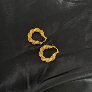 Hoop Huggie Chunky Gold Ohrringe Kleine gedrehte Zopf-Creolen für Frauen