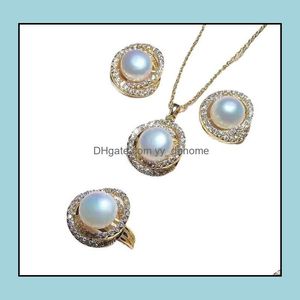 Pendant Necklaces & Pendants Jewelry 8-9Mm White Natural Pearl Bracelets Stud Earrings Set Womens Gift Bridal Drop Delivery 2021 Vcnqi