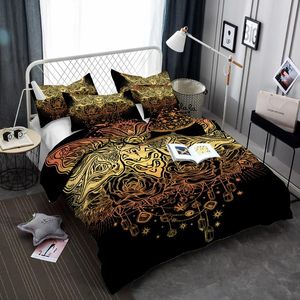 Bedding Sets Golden Black Floral Set Bedroom Decor Boys Men Gifts Duvet Comforter Cover Quilt 2/3 Pieces Bedsprea Pillowcases