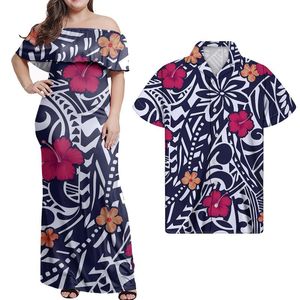 Abiti casual Hycool Fashion Plus Size Polinesiano Tribal Design Puletasi Ruffle Off Dress Uomo Camicia hawaiana Nero Estate 2022276c