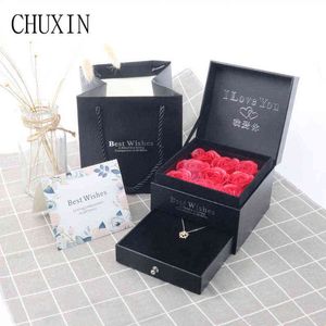 Überraschungsgeschenkbox Seifenblume + Box Verpackungsset Künstliche Blume Kreative Geschenkboxen Valentinstag Geburtstagsgeschenk Dekor 211108