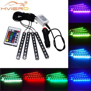 Car RGB Led Strip Lights 5050 SMD Auto Remote Control Decorative Flexible Dome Atmosphere Kit Fog Lamp DC 12V