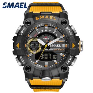 Mode Mens Sport Klockor Stötdämpande 50m Vattentät Armbandsur Led Alarm Stopwatch Clock Militär Watch Men 8040