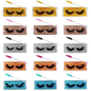 NEW 3D Mink False Eyelashes With Crystal Brush Natural Thick Fluffy Volume Fake Eyelash DIY Handmade Lashes Extension Makeup Tool