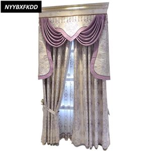 Curtain & Drapes European Luxury Purple Beautiful Jacquard Fabric Window Screen Bay Shading Curtains For Living Room Bedroom