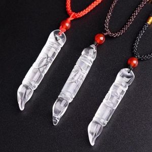 Pendant Necklaces FYSL Handmade Weave Pen Shape Rock Crystal Rope Chain Necklace For Anniversary Gift Jewelry