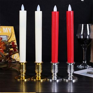 Wholesale gold votive candle holders resale online - Plated Candlestick Votive Candles Holder For Fake Tapers Christmas Party Decoration Wedding Silver Gold
