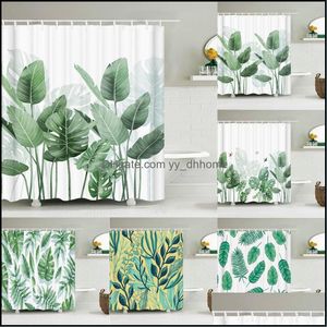 Chuveiro cortinas banheiro Aessórios banho casa jardim decoração cortina tropical planta verde folha palma cacto 3d impressão tecido impermeável