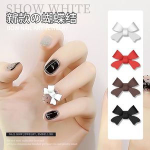 Dekoracje do paznokci 10 sztuk / partia 3d Metal Bowknot Palcówka Czarny / Czerwony / Biały / Brązowy Matowy Kolor Mini Bow do Akcesoria Manicure Te # 91