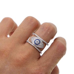 Color plateado Lucky Turkish Equipo malvado dedo completo Mujeres Lady Fashion Jewelry Design Micro Pave CZ Sparking Top Ring