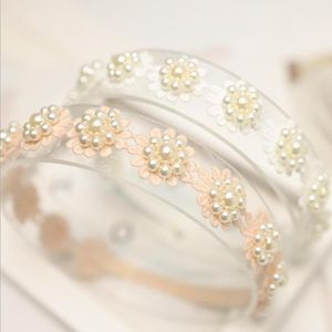 Wholesale wedding hair accessories pearls for sale - Group buy Hair Accessories Baby Girl Pearl Headband Soft Elastic Floral Lace Hairband Fashion Headwrap For Baptism Party Wedding