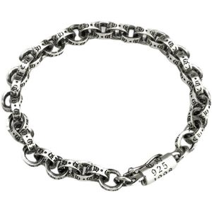 Classic Men's Tide Brand 925 Sterling Silver Bracelet Chain Couple Personality Advanced Light Luxury Fashion Retro Silver Jewelry