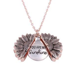 Vintage Sonnenblumen-Halsketten für Frauen, Edelstahl, offenes Medaillon, „You are My Sunshine“, Sonnenblumen-Halskette, Geburtstagsgeschenk, Boho-Schmuck