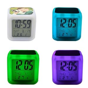 DIY Thermal Transfer Square LED Touch Toys Screen Alarm Colorful Luminous Electronic Colour Changes Number Prompt Clock Night Light