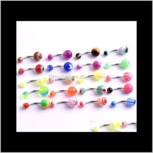 & Bell Button Rings Drop Delivery 2021 Wholesale Protomtion 100Pcs Mixed Body Jewelry Set Uv Flexible Surgical Steel Resin Eyebrow Navel Bell