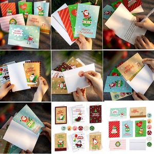 Greeting Cards Postcard Party Cardstock Handwritting Gift Envelope Sticker Christmas Card Appreciate Santa Claus Letter