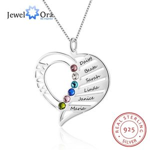 Mom's Gift Necklace Personalized Birthstone Engrave Name 925 Sterling Silver Necklaces & Pendants (JewelOra NE102362)