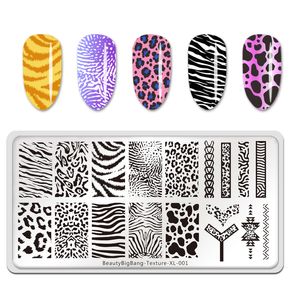 Beauty Big Bang Animal Image Nail Art Mall Tiger Zebra Leopard Print Texture XL Rostfritt stål Mögel Stamping Plates