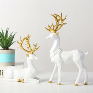 家の装飾樹脂の鹿の頭頂状の像北欧の工芸品の彫刻創造的な贈り物現代の装飾アート飾り210827