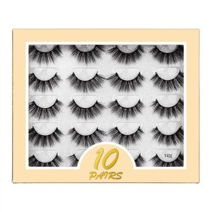 Dickes, natürliches 10 Paar falsche Nerz-Wimpern-Set, weiches Licht, mehrschichtig, handgefertigt, wiederverwendbar, 3D-falsche Wimpern, Make-up-Zubehör für Augen, einfach zu tragen, 7 Modelle, DHL