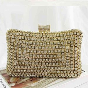 NXY Evening Bags Crystal Luxury Brand Clutch For Women Small Wedding Party Purses And Handbag Gold Female Shoulder Sac X572H 220210