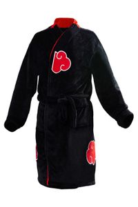 Fast Shipping Anime Akatsuki Robe Cosplay Bathrobe Fleece Warm Nightgown Robe Men Winter Coat Sleepwear Christmas Gift Y0903