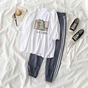 QWEEK Home Wear Sleepwear Sets for Women Pijamas Lovely Pattern Pajamas Short Femme Underwear 210831