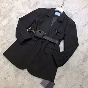 Mode Lässige Frauen Blazer Designer Anzug Retro P Brief Einreiher Jacke Langarm Büro Mäntel Mit Gürtel Herren Damen geeignete Kleidung