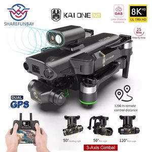KAI ONE MAX Drone Profesional 8K Dual Camera GPS 5G Wifi 3-Axis Gimbal 360 Obstacle Avoidance RC Quadcopter 1.2km Dron Toys 210915