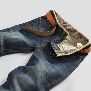 Jeans da uomo Primavera Autunno Pantaloni comodi dritti a vita media di marca di alta qualità Casual Slim Stretch