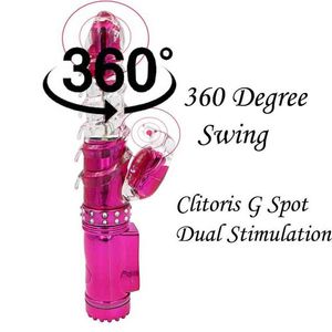 Nxy Vibrators Sex 360 graus Swing Dildo Brinquedos para Mulher Dual Clitóris Estimulador G Spot Rabbit Machine Shop 1220